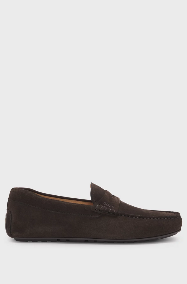 Mokkasiner - Noel Portuguese-Crafted Moccasin Loafers Suede With Penny Trim Dark Brown