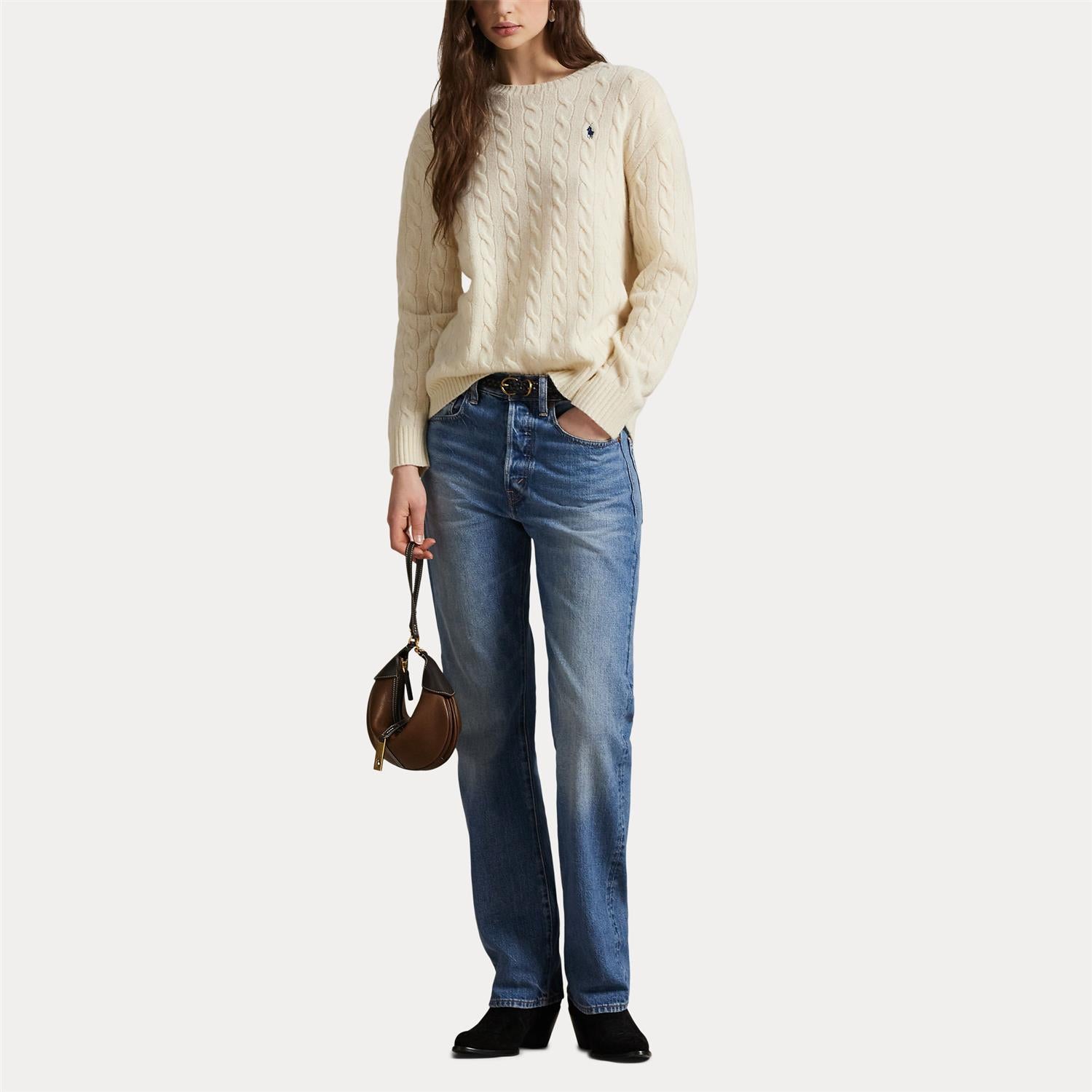 Genser - Cable Wool-Cashmere Crewneck Sweater Autentic Cream