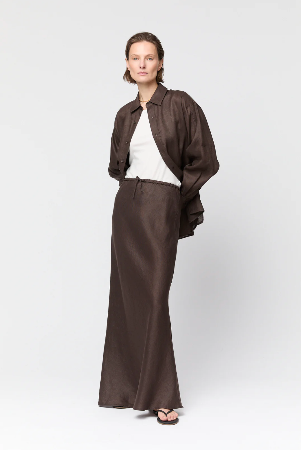 Skjørt - Linen Siena Skirt Chocolate Brown