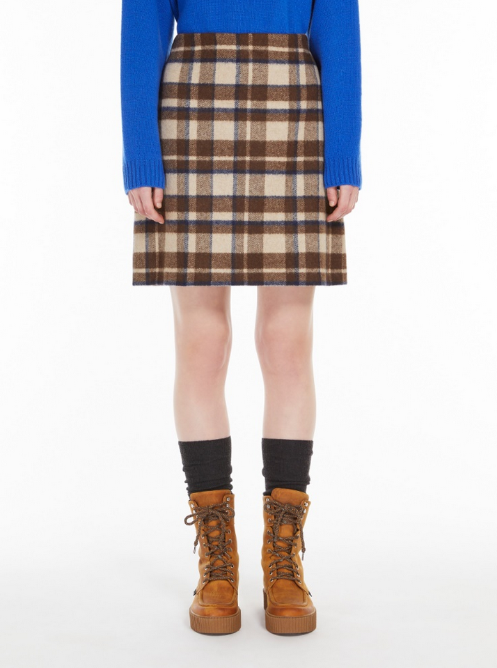 Skjørt - Epoca Short Chequered Wool Skirt Brown