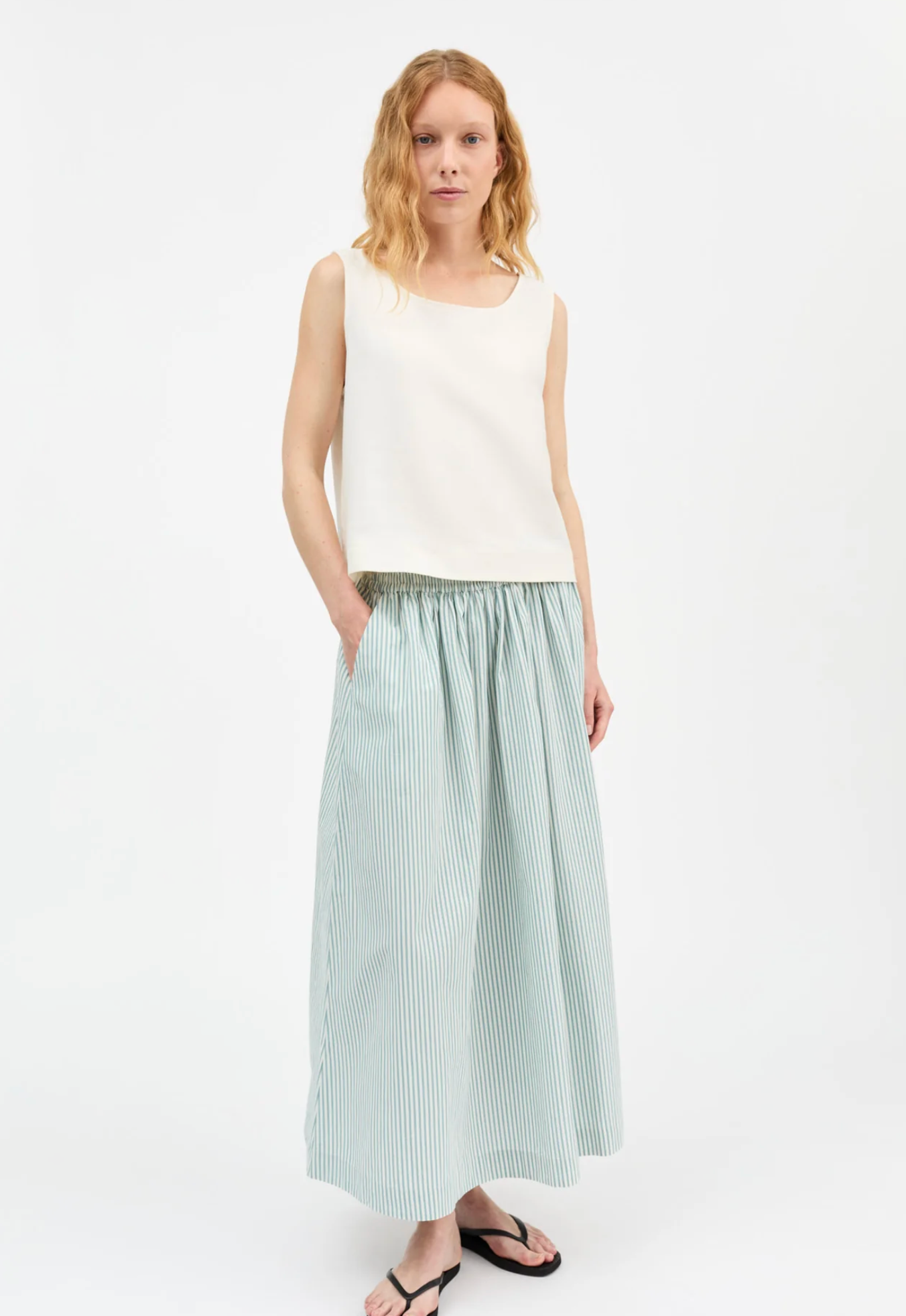 Skjørt - Dagny Skirt White Aqua Stripe
