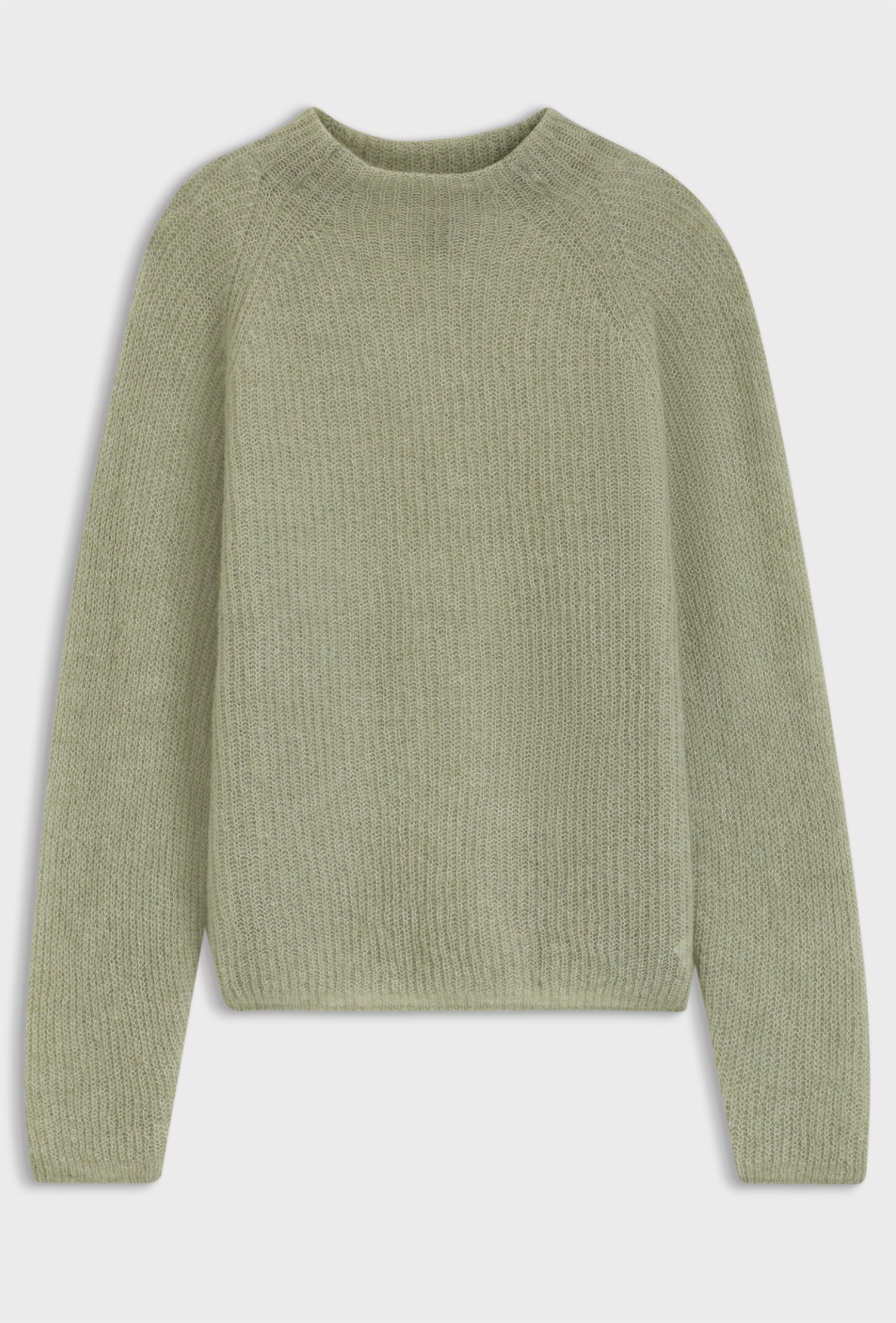 Genser - Fewena Alpaca Blend Sweater With Mock Neckline Open Green