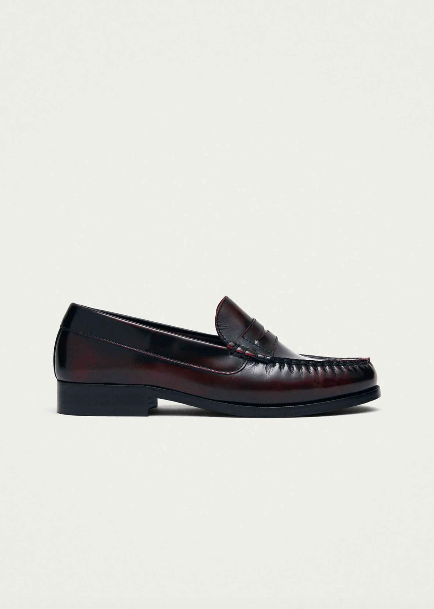 Loafers - Rivet Vintage Effect Burgundy Leather Loafers