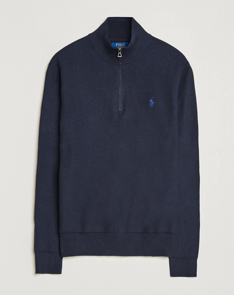 Genser - Textured Half-Zip Navy Heather