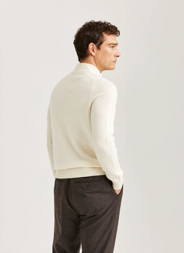 Genser - New Hertford Half Zip Off White