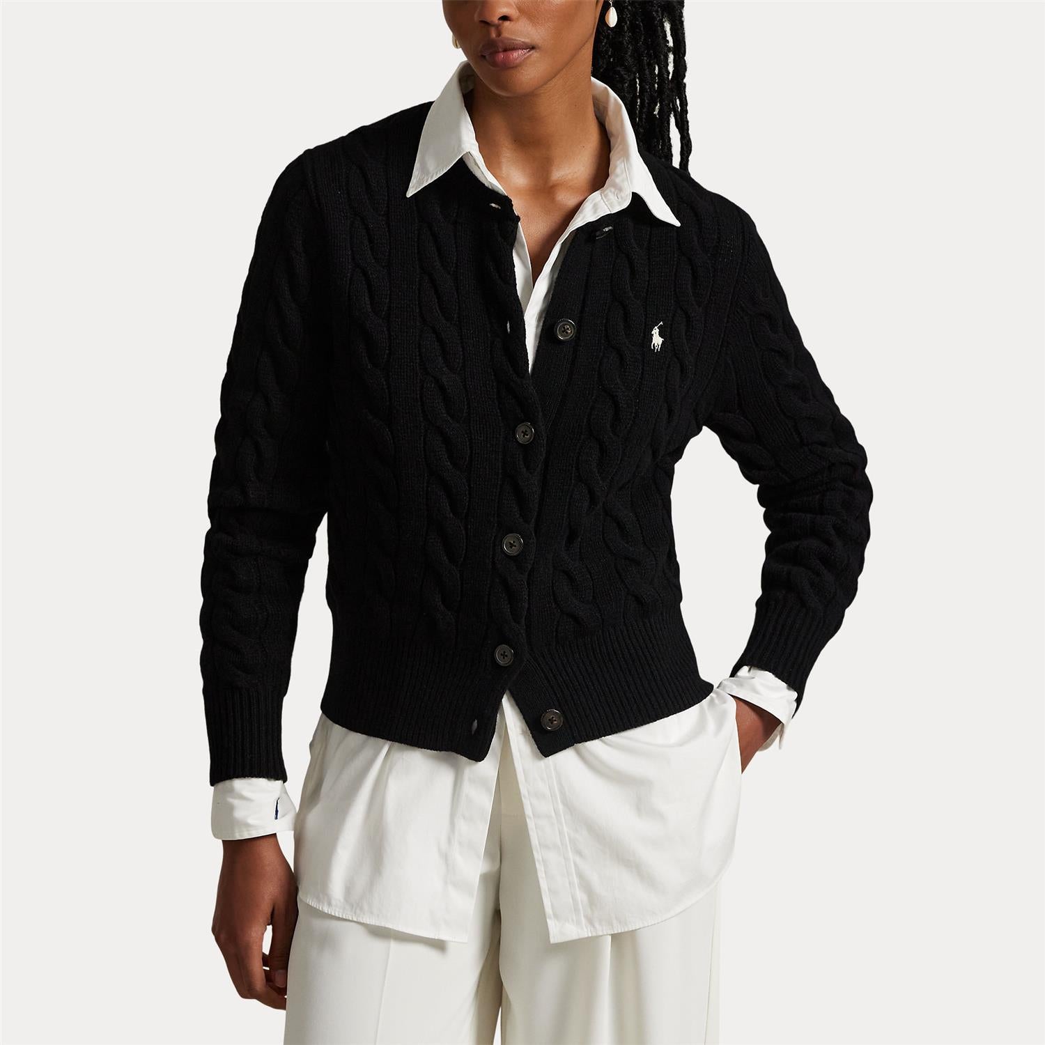 Cardigan - Cable-Knit Wool-Cashmere Cardigan Polo Black