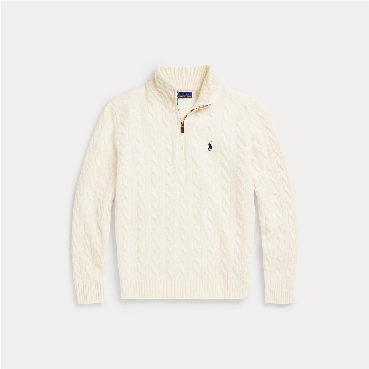 Genser - Cable Knit Quarter Zip Andover Cream