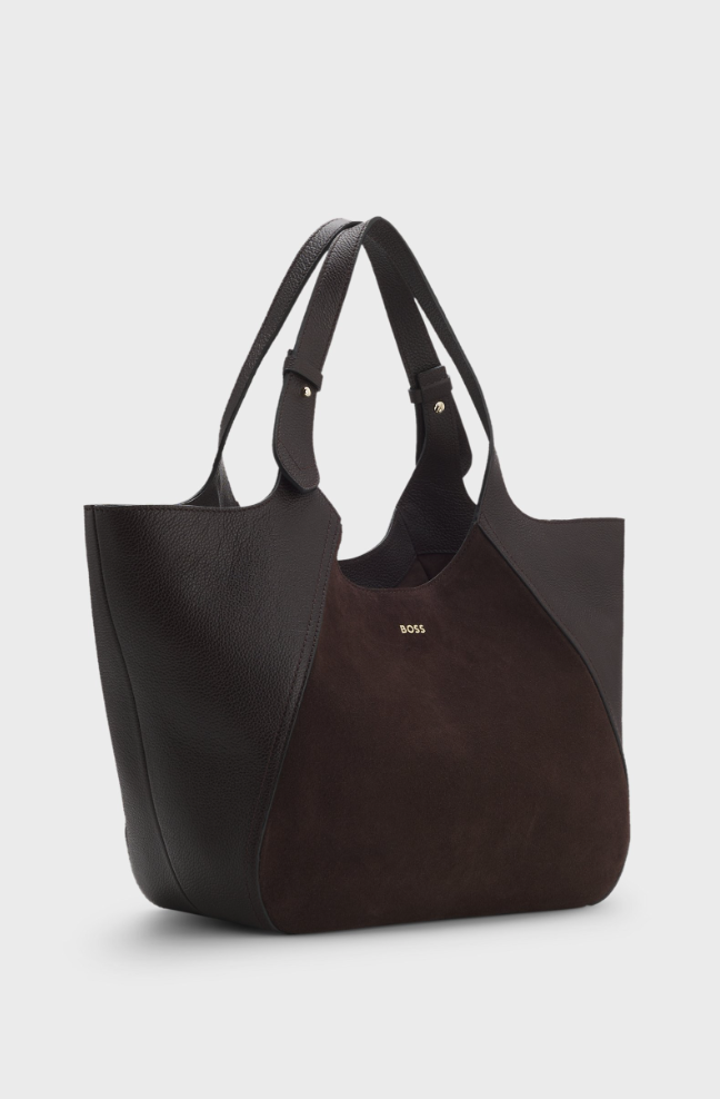 Veske - Tote Bag In Suede and Leather Dark Purple