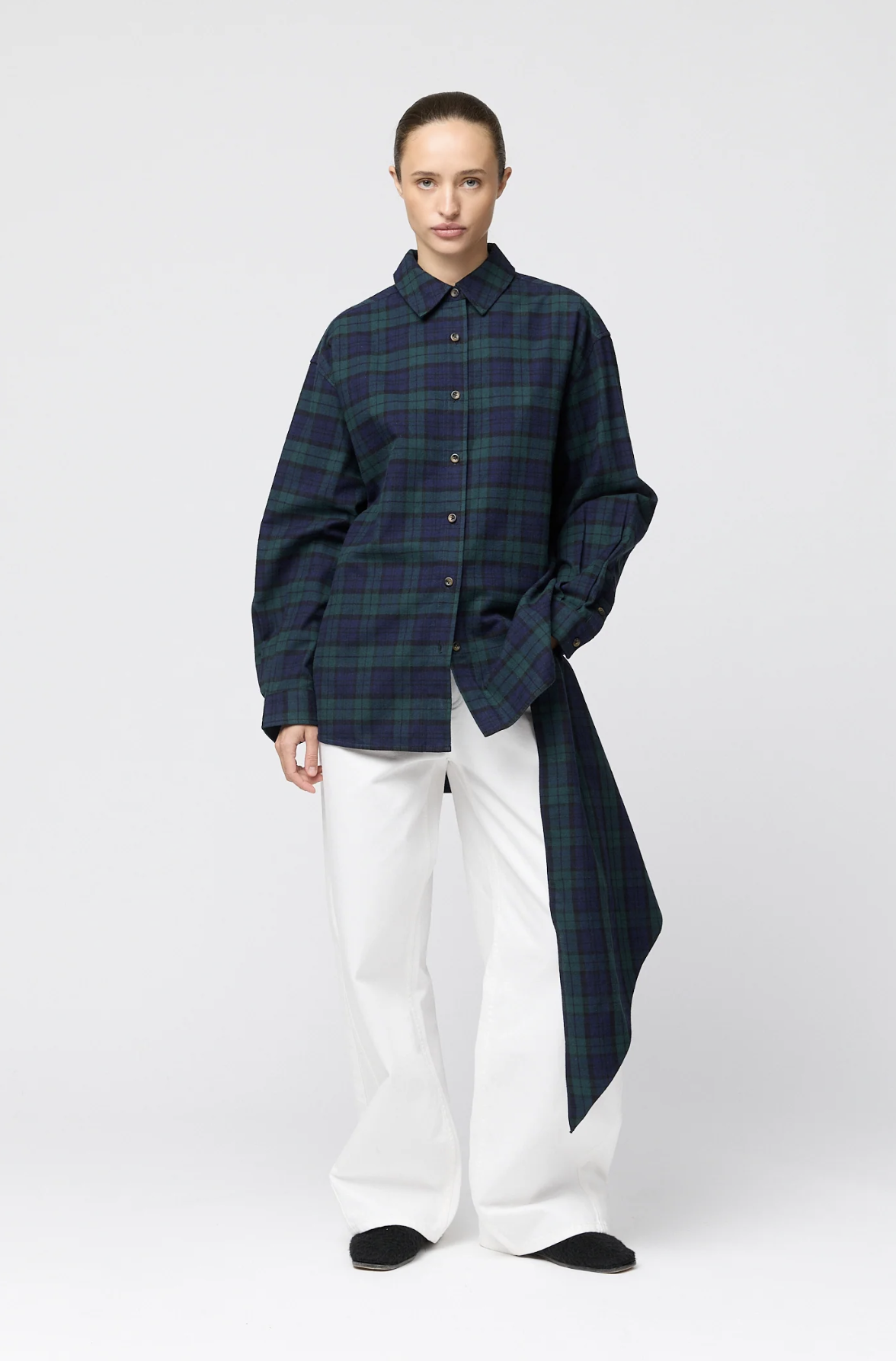 Skjorte - Flannel Workwear Shirt Green Navy Check