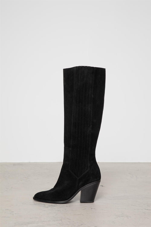 Støvletter - Wilma Knee Boot Black Suede