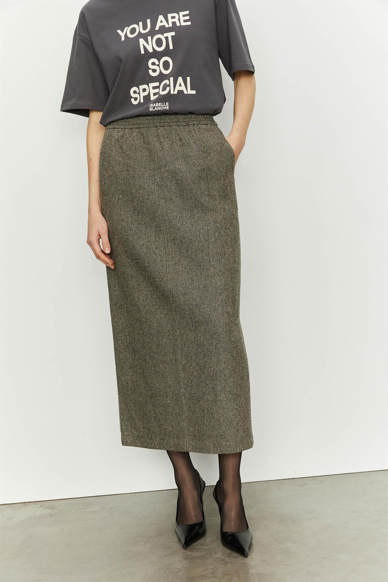 Skjørt - Wool Mid Skirt Nero