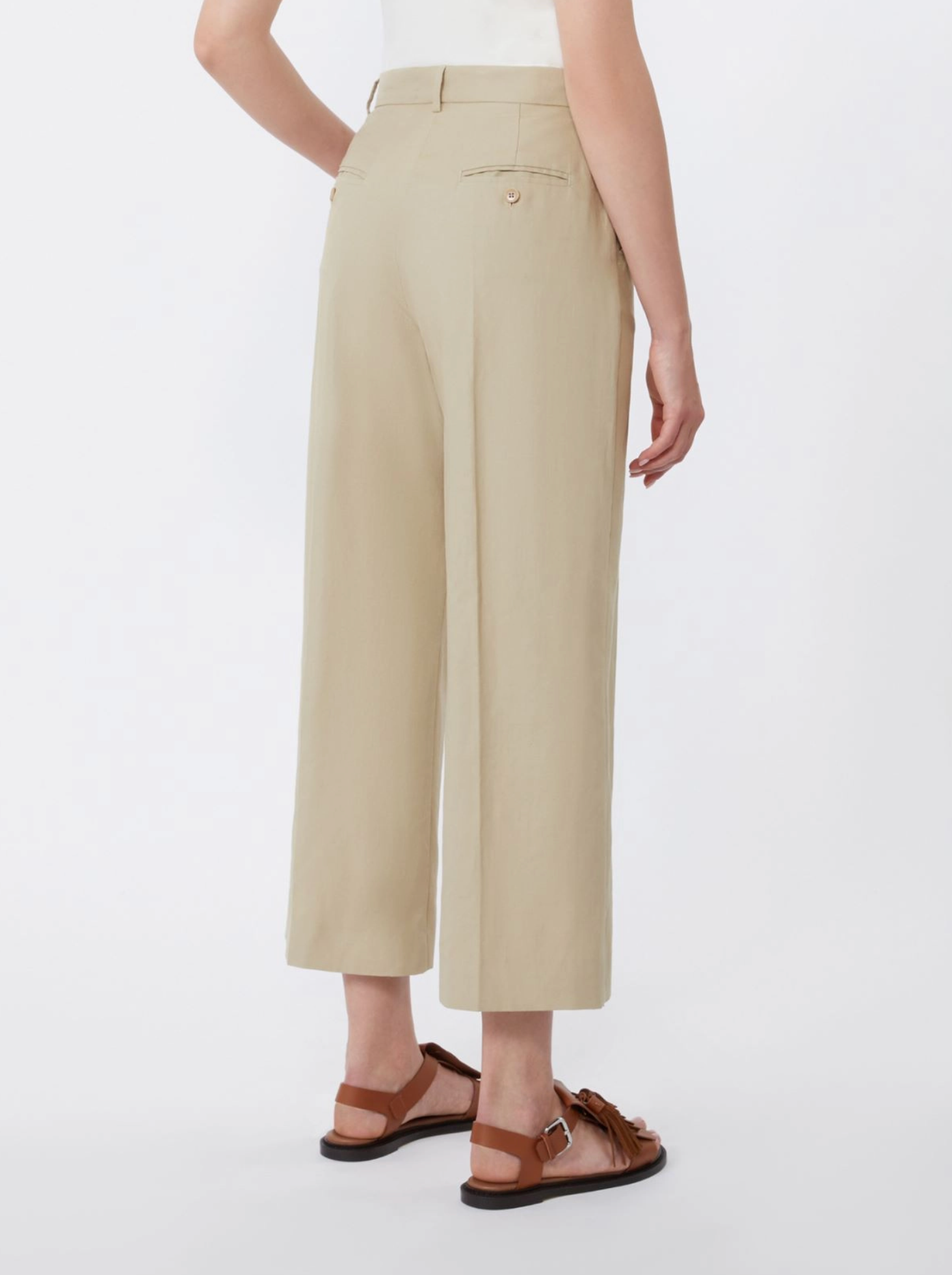 Bukse - Cotton and linen canvas trousers sand