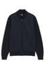 Cardigan - Levaio Cotton-knit hybrid Jacket with Bomber Collar Dark Blue