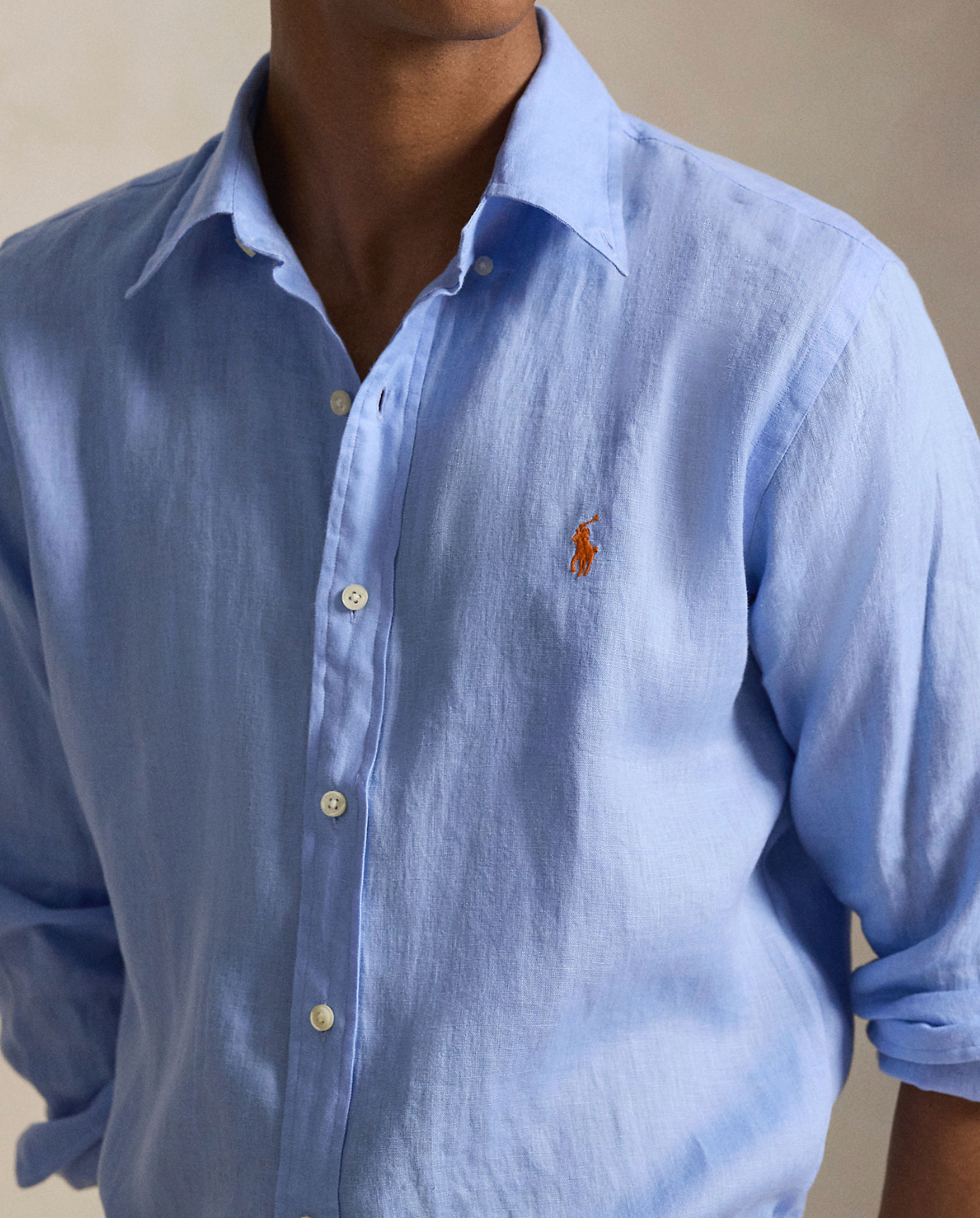 Skjorte - Custom Fit Linen Shirt Austin Blue