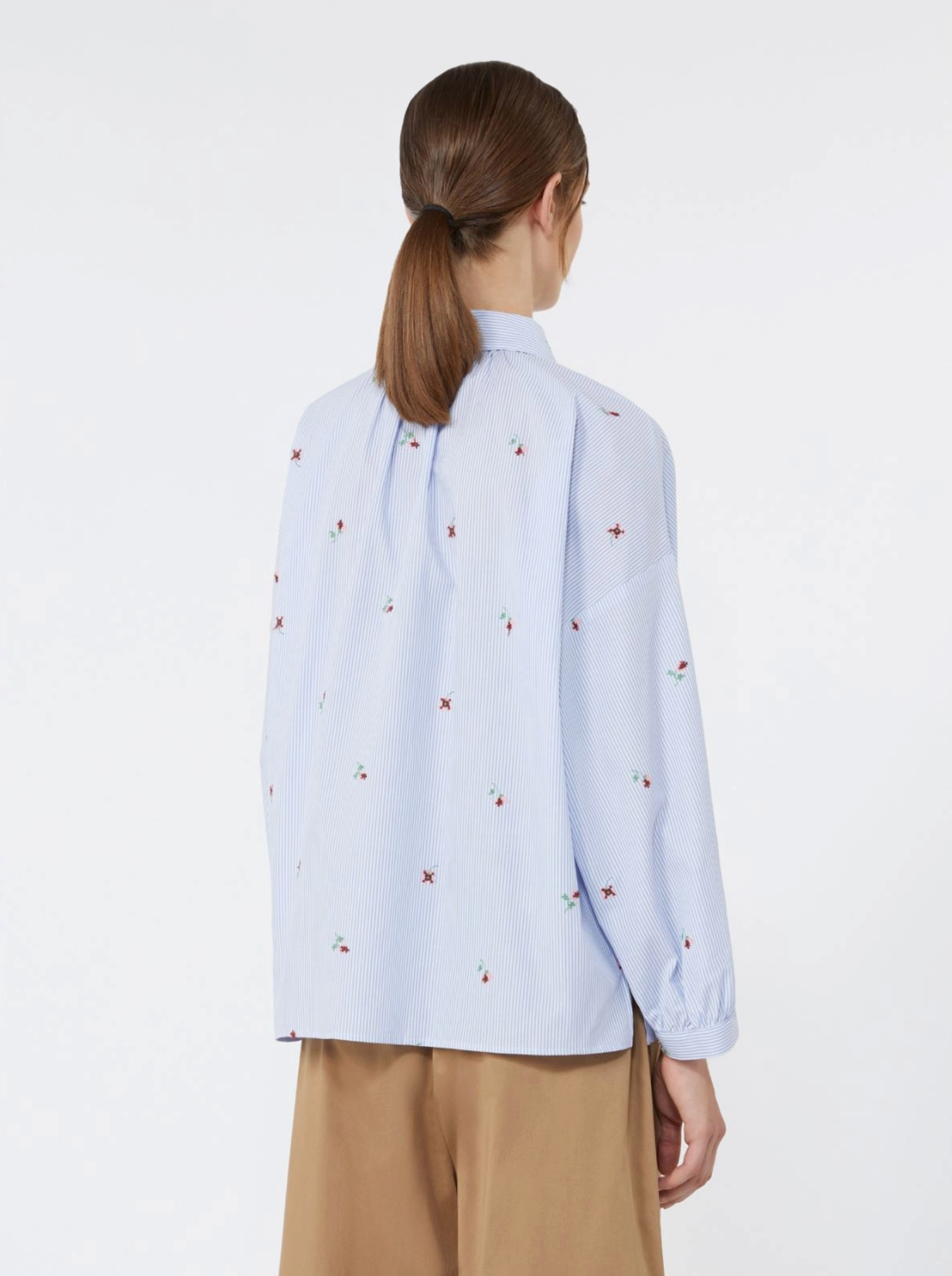 Skjorte - Butterfly Poplin Shirt with Embroidery Light Blue