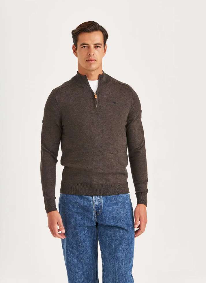 Genser - Merino John Zip Brown