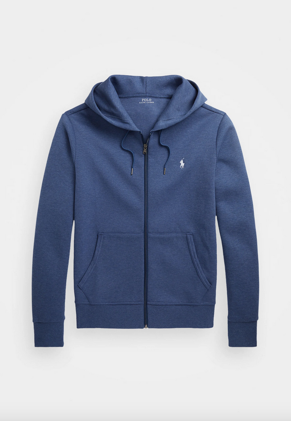 Hettejakke - Double-Knit Full-Zip Hoodie Blue Heather