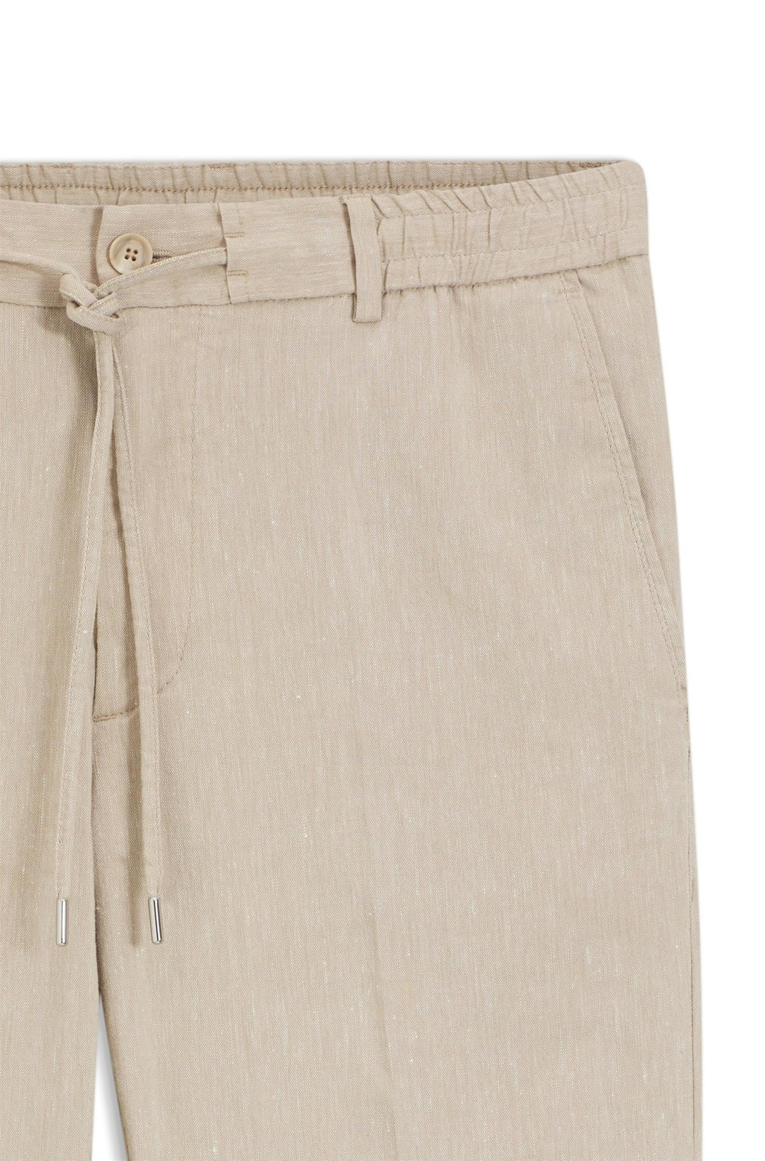 Bukse - Modern Fit Trousers In A Linen Blend Open Beige