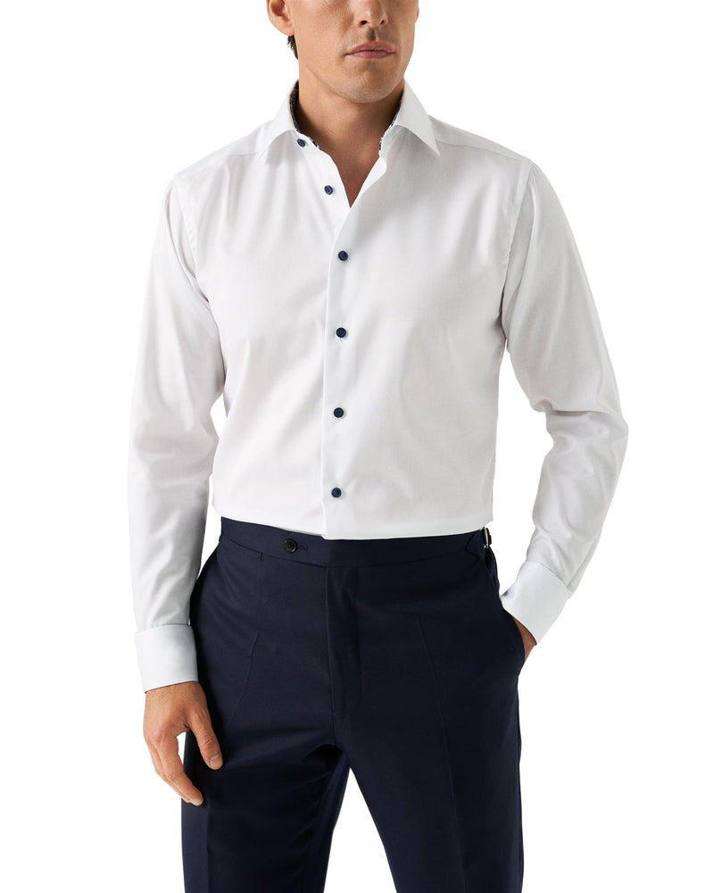 Skjorte - loral Effect Signature Twill Shirt White/Blue