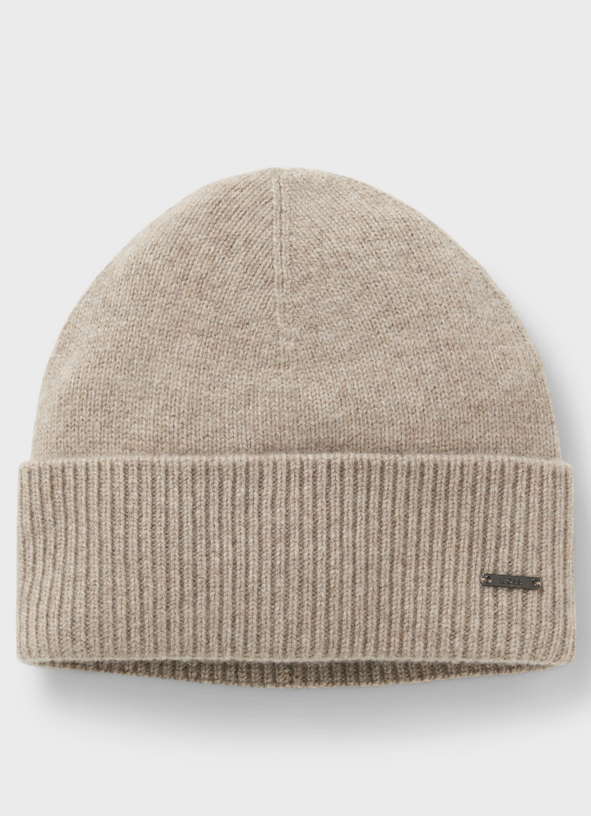 Lue - Knitted Cashmere Beanie With Metal Logo Plaque Open Brown