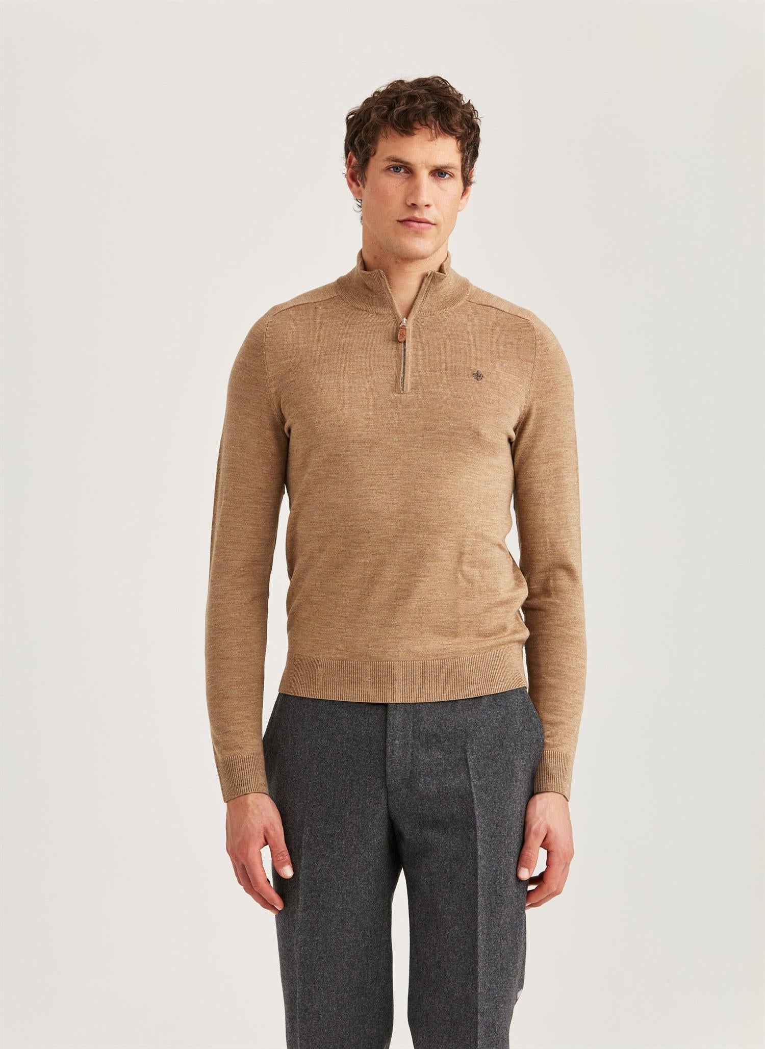 Genser - Merino John Zip Camel