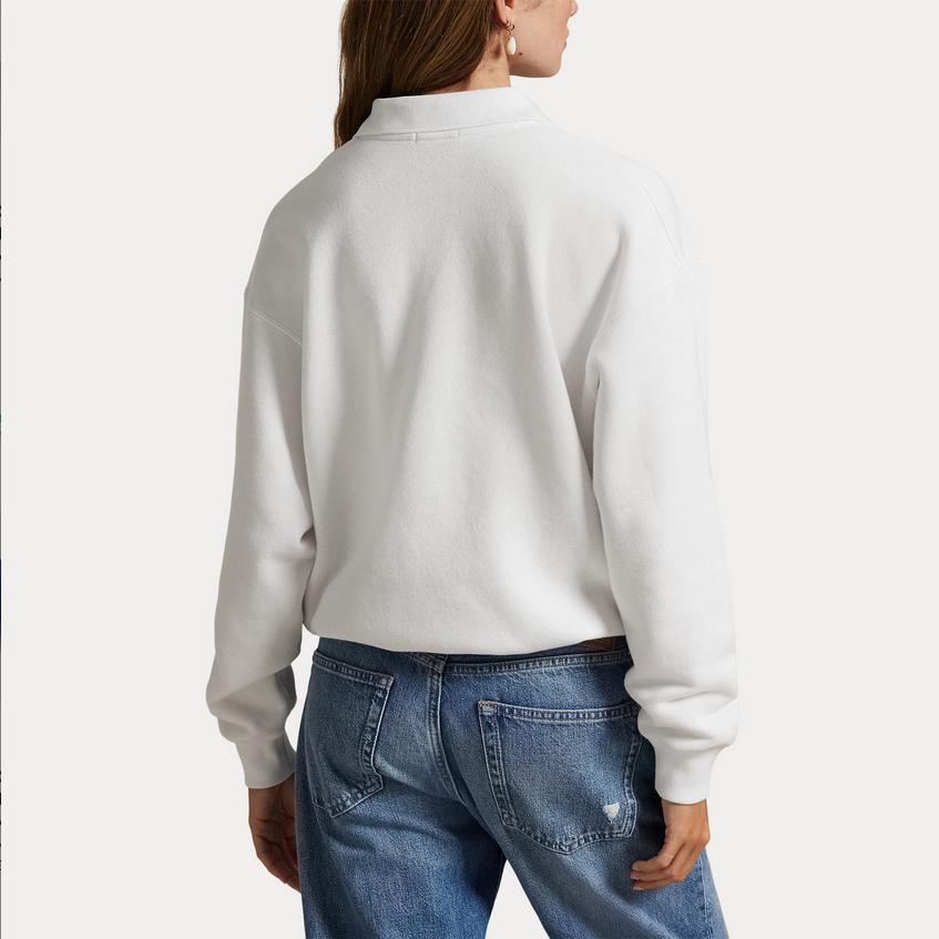 Genser - Polo Collar Fleece Pullover White