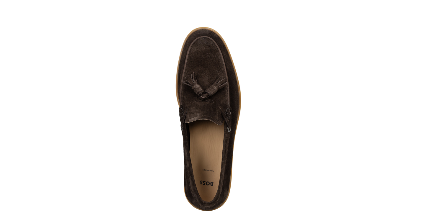 Loafers - Hedley Suede Loafers Tassel Trim Dark Brown