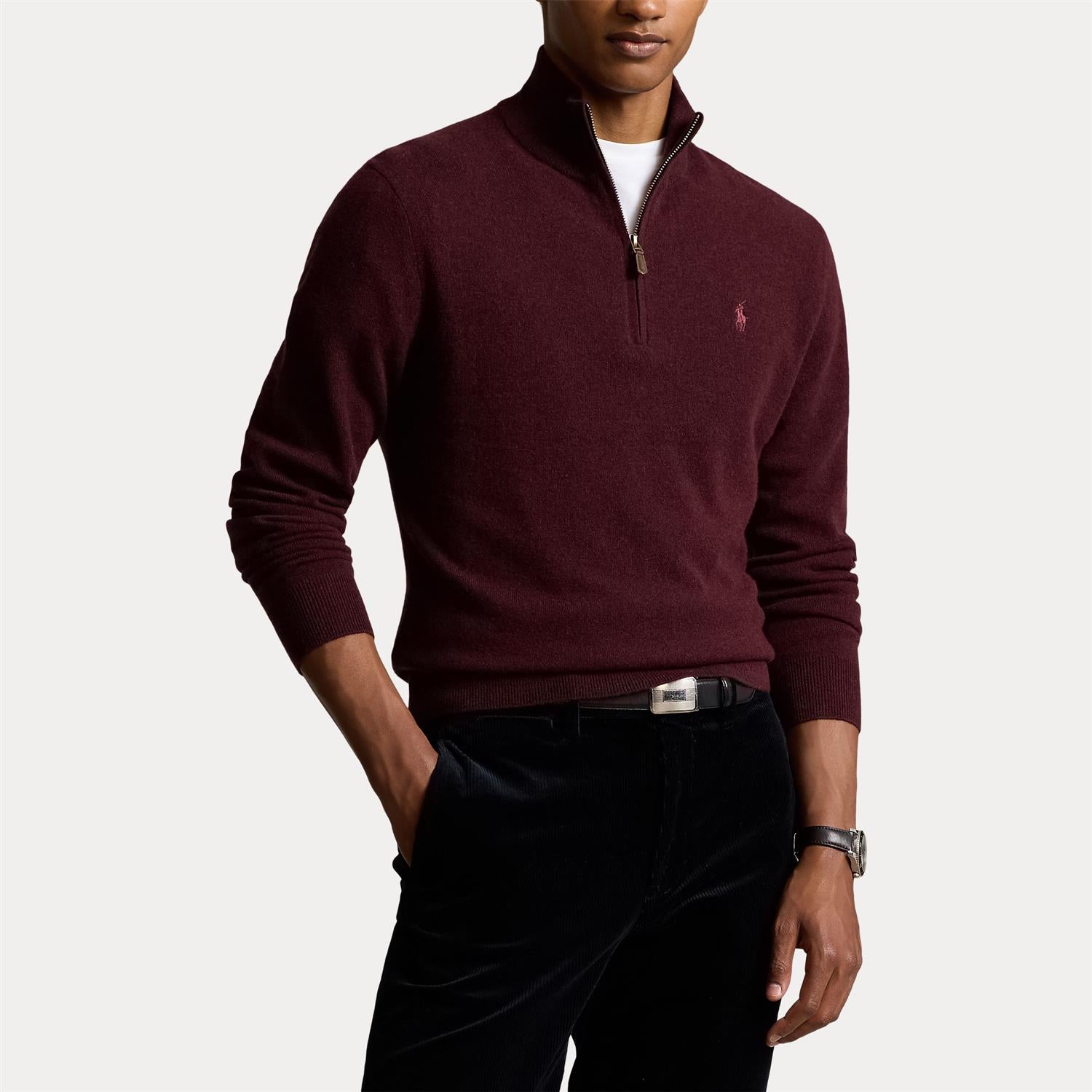 Genser - Wool Quarter-Zip Sweater Aged Wine Heather