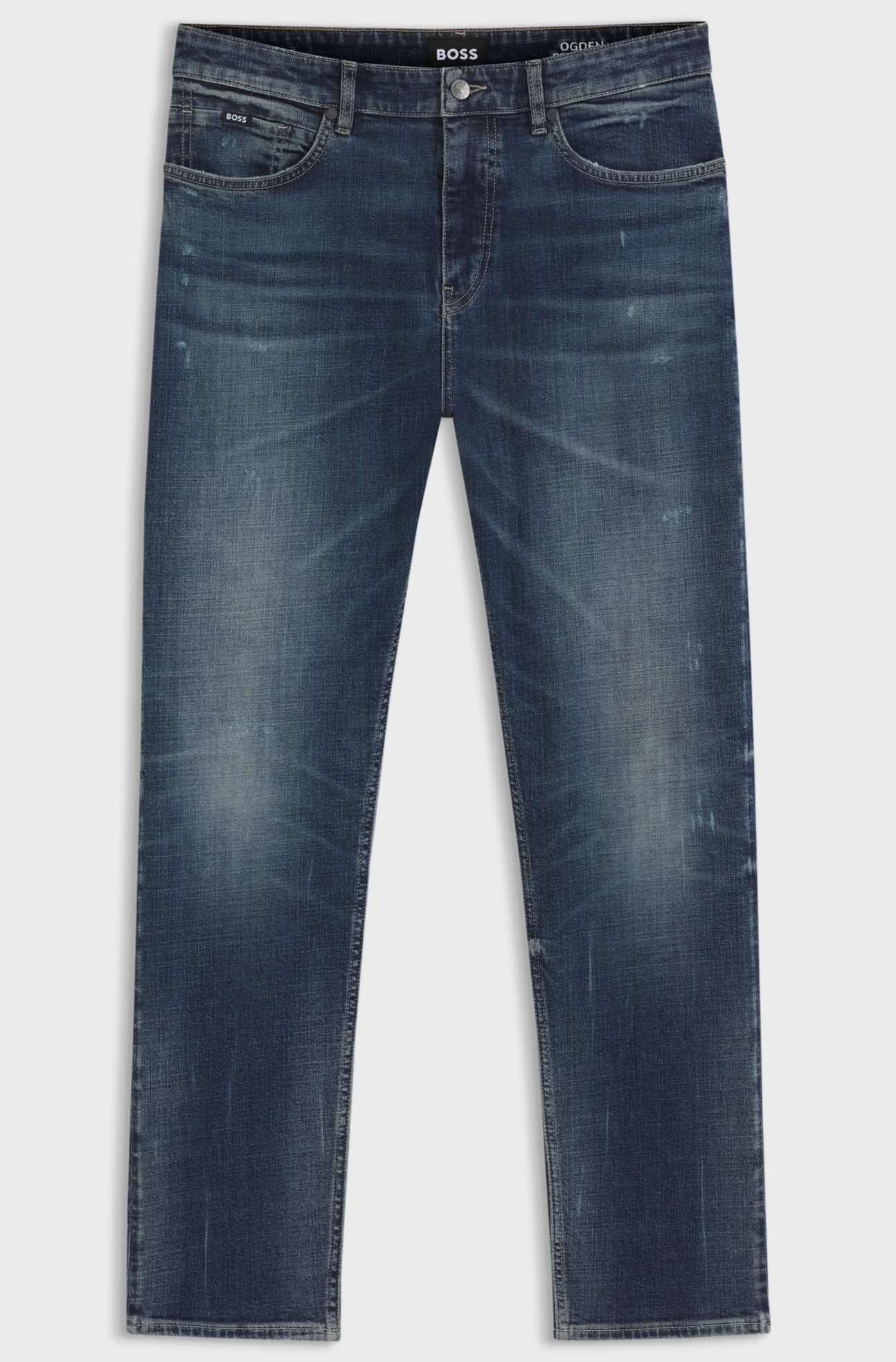 Jeans - Straight Fit Jeans In Dark Blue Stretch Denim
