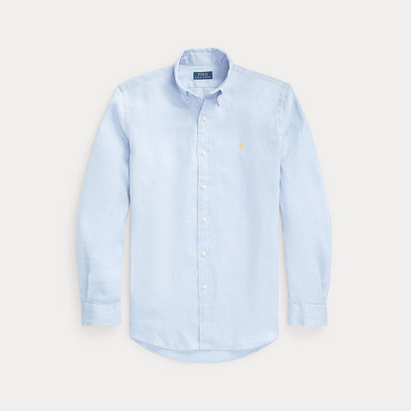 Skjorte - Custom Fit Linen Shirt Blue Hyacinth