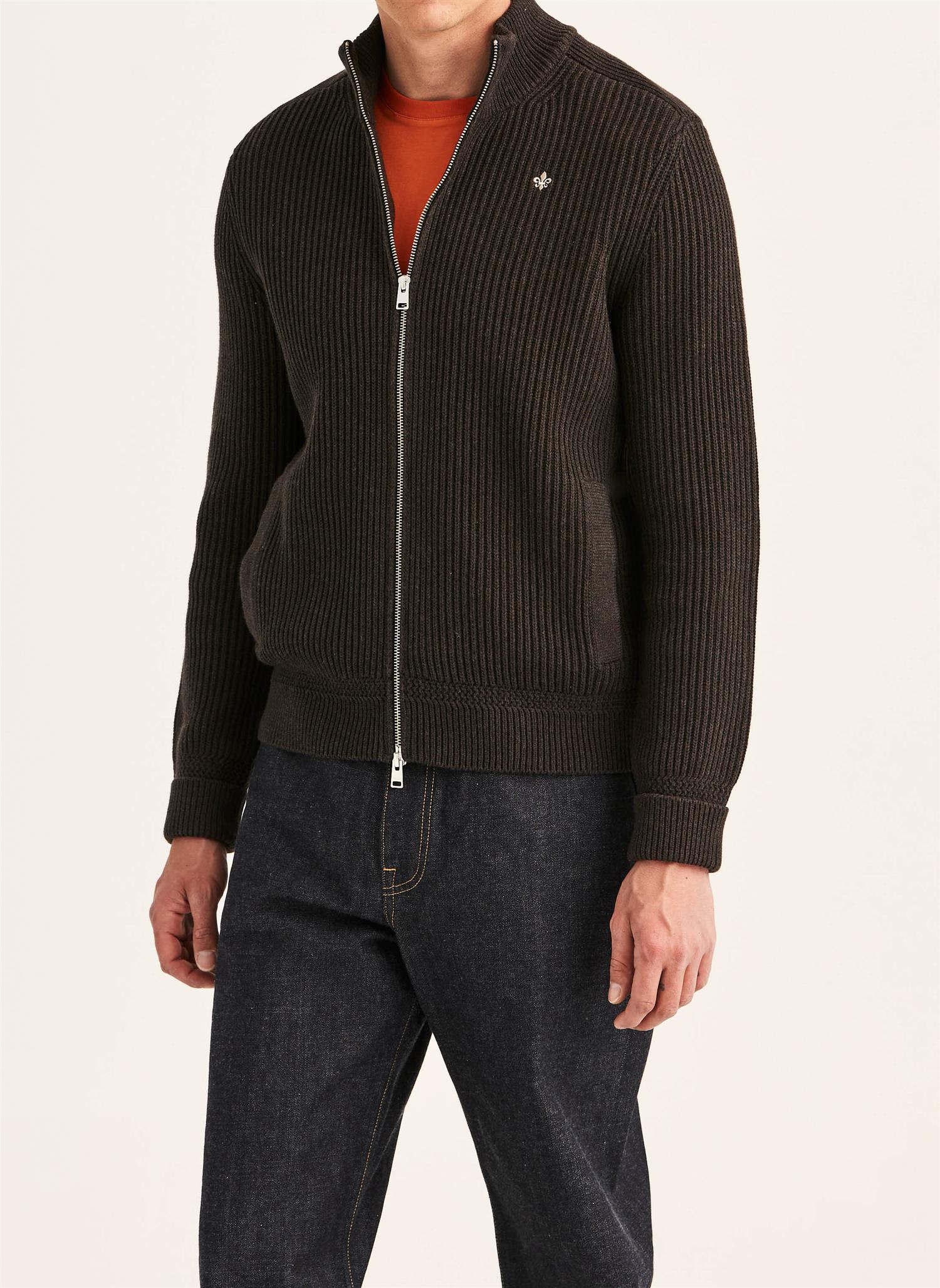 Cardigan - Duncan Zip Cardigan Brown