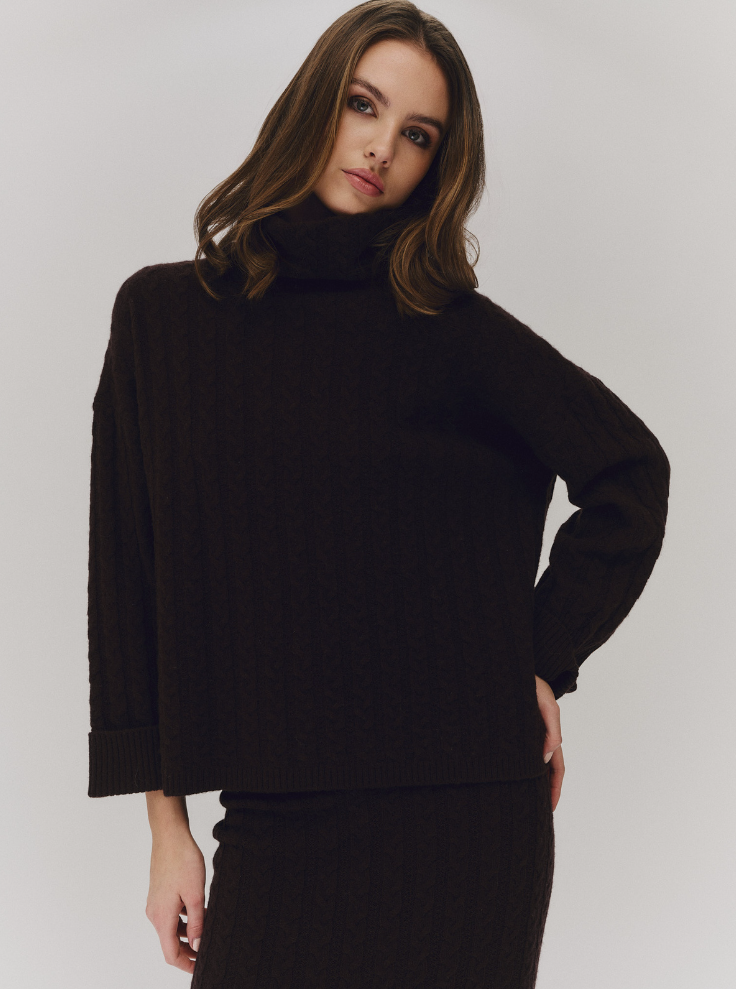 Genser - Tilda Merino Sweater Dark Brown