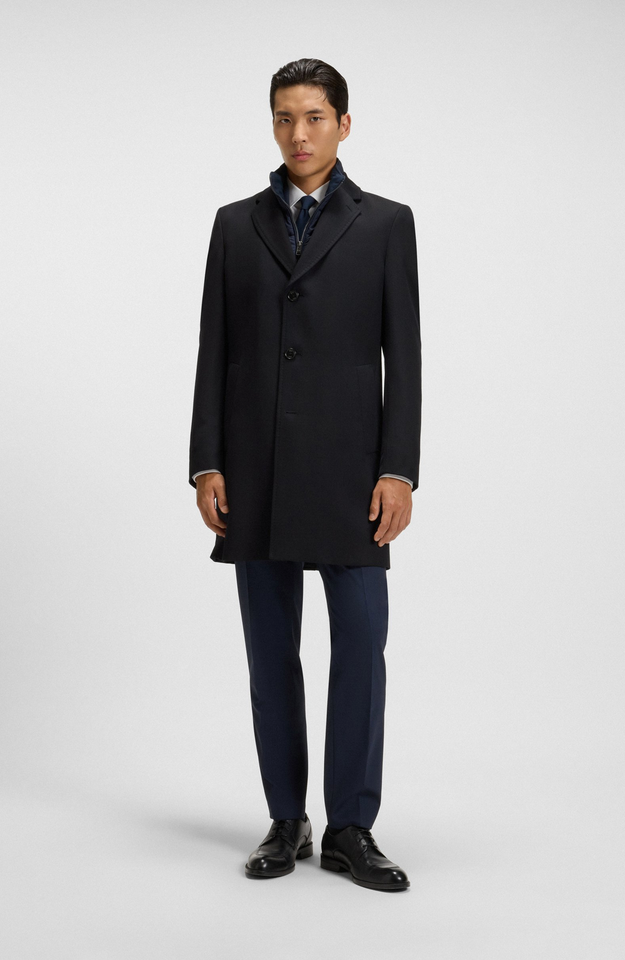 Frakk - Slim-Fit Coat With Detachable Inner Dark Blue