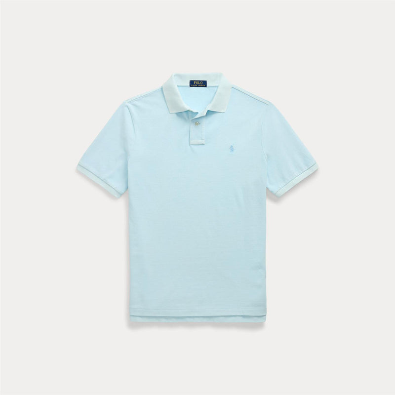 Pique - Custom Slim Mineral-Dyed Mesh Polo Shirt Sky