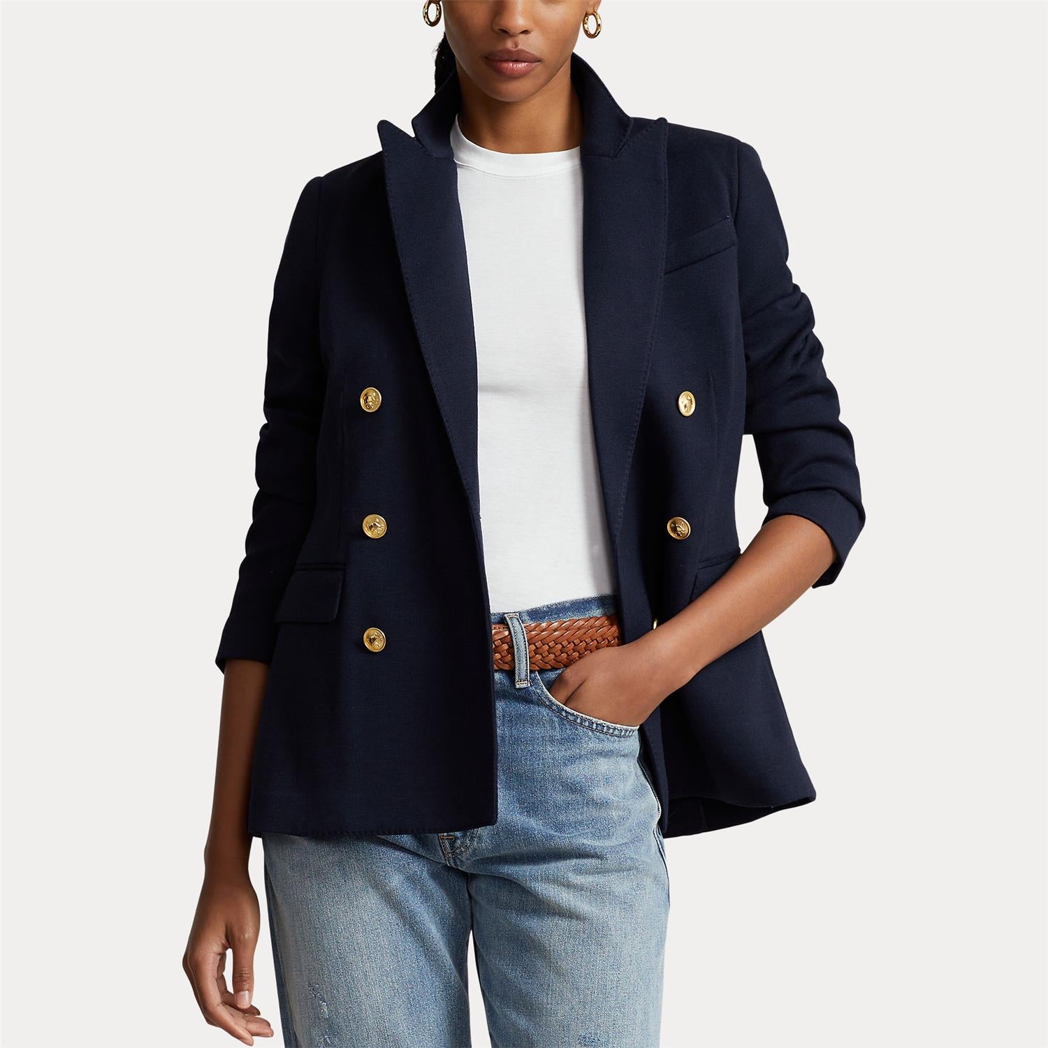 Blazer - Double-Breasted Knit Blazer Park Avenue Navy