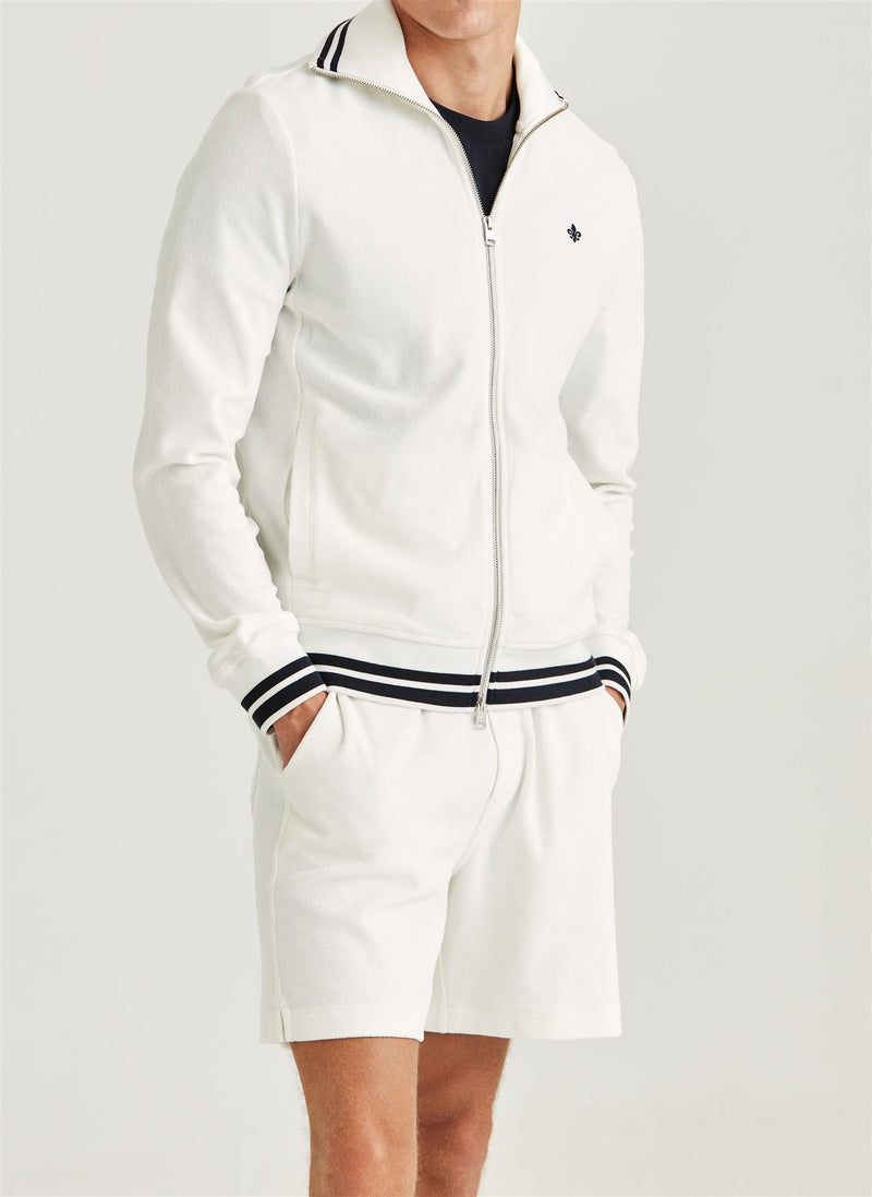 Cardigan - Reedford Terry Zip Cardigan Off White