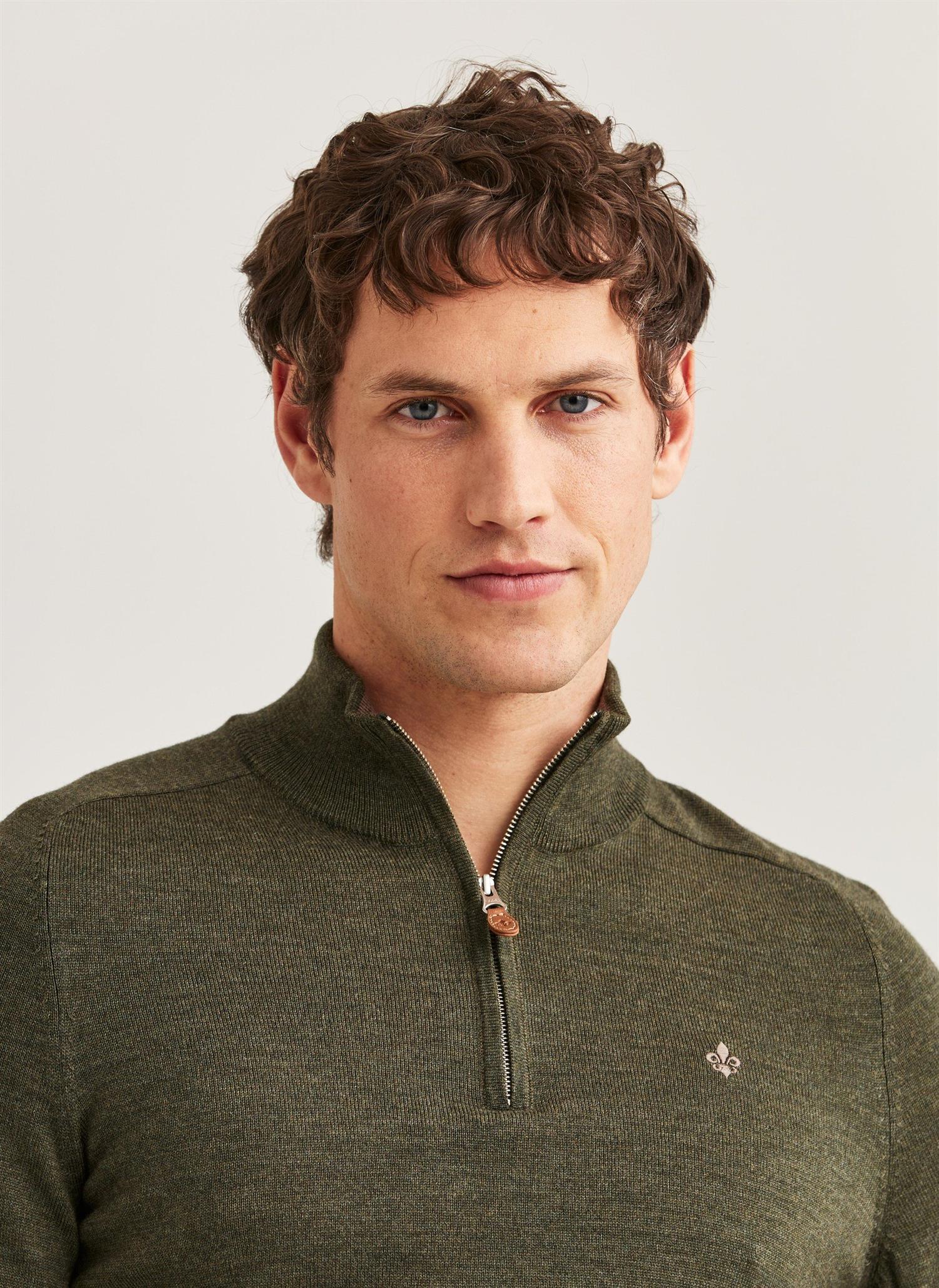 Genser - Merino John Zip Olive