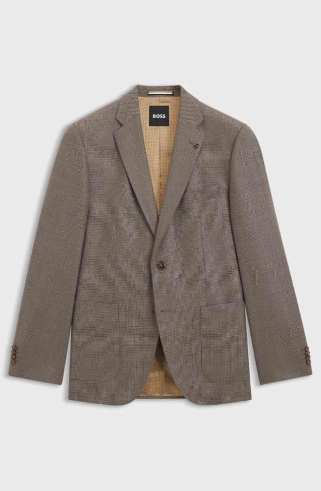 Blazer - Jason Regular-Fit Blazer Patterned Virgin Wool Light Beige