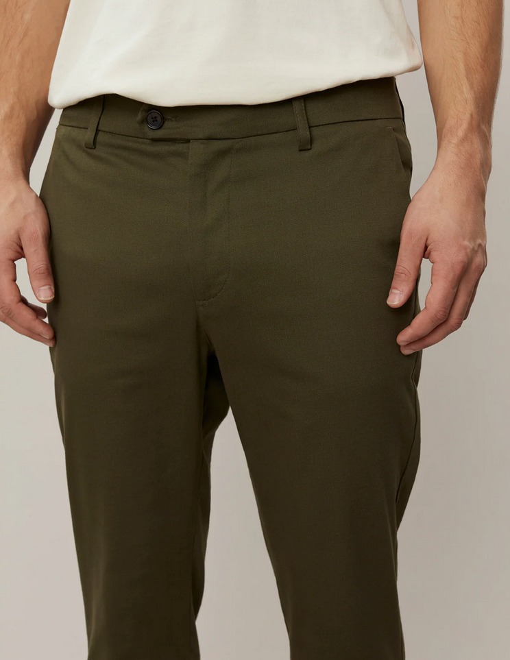 Bukse - Como Cotton Suit Pants Olive Night
