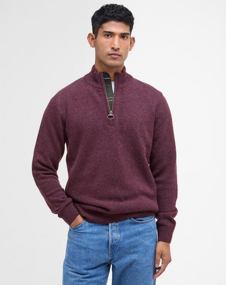 Genser - Holden Half Zip Knitted Jumper Ruby Marl