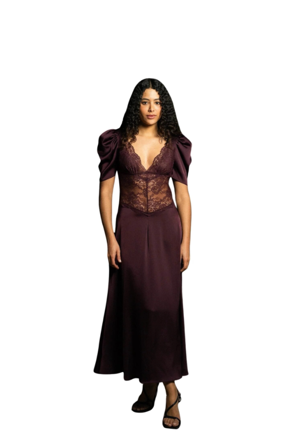 Topp - Francis Lace Midi Dress Burgundy