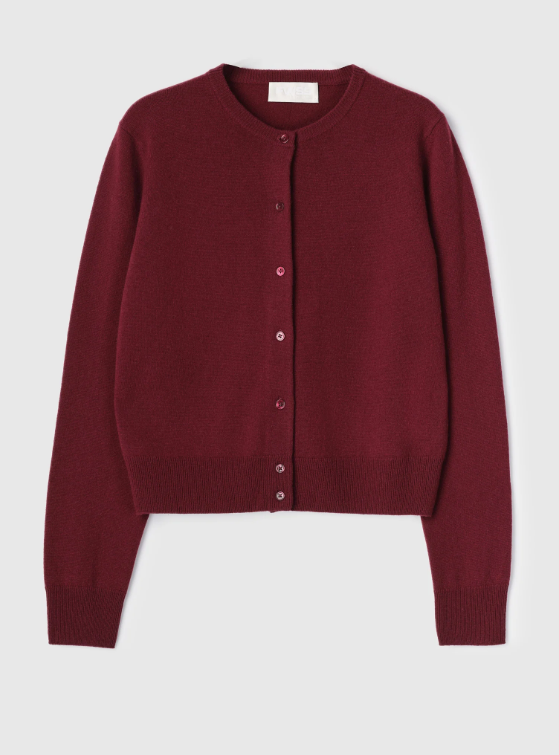 Cardigan - Classic Wool Cardigan Burgundy