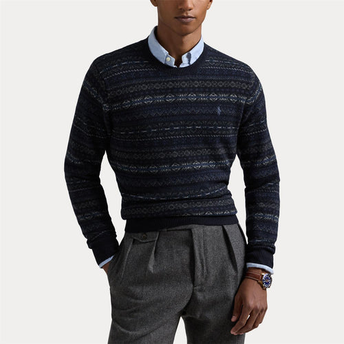 Genser - Fair Isle Wool Sweater Navy Combo