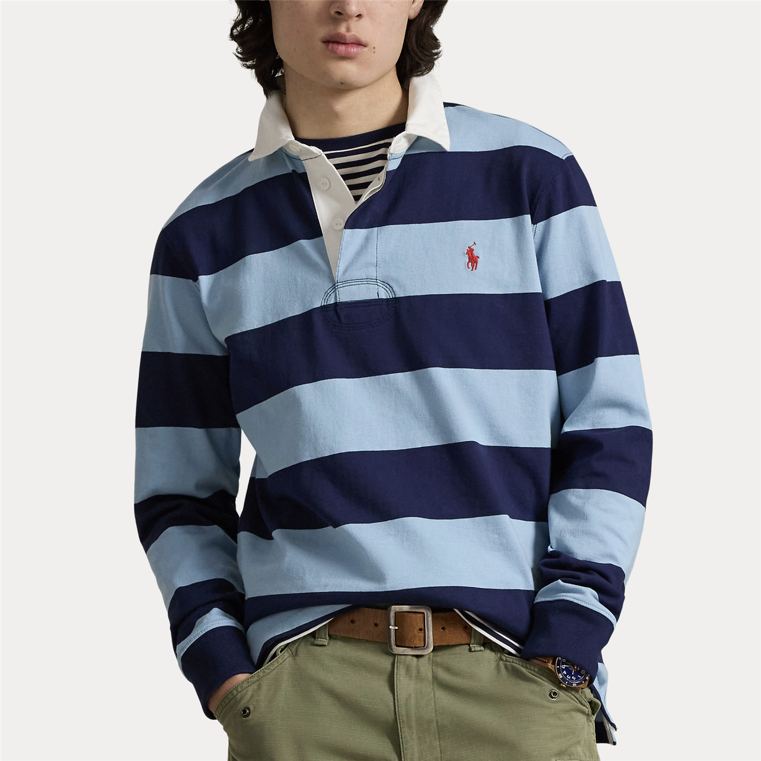 Genser - The Iconic Rugby Shirt Powder Blue/ Newport Navy