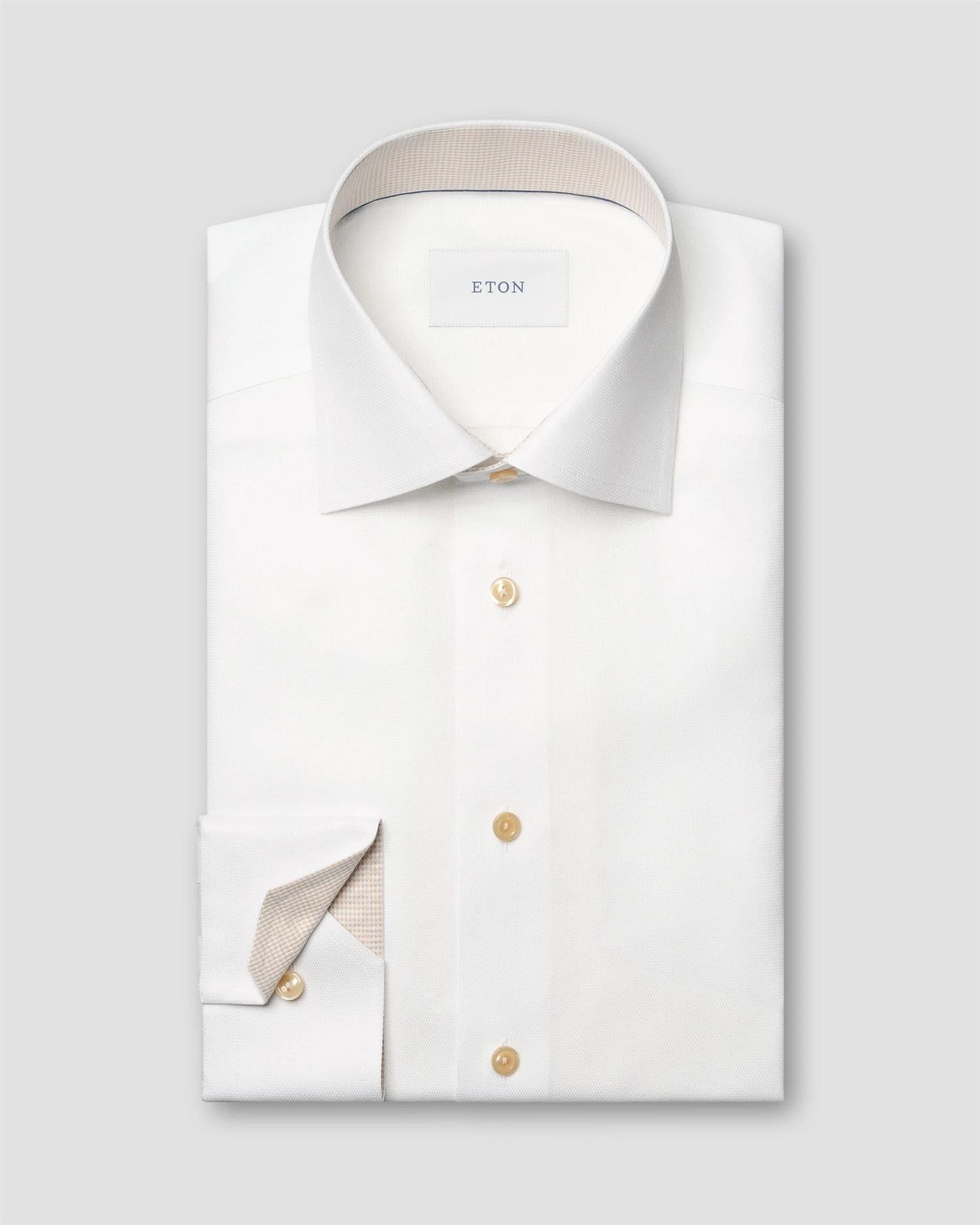 Skjorte - White Semi Solid Effect Shirt Slim Fit