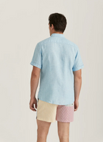 Skjorte - Douglas Linen SS Shirt Classic Fit Blue