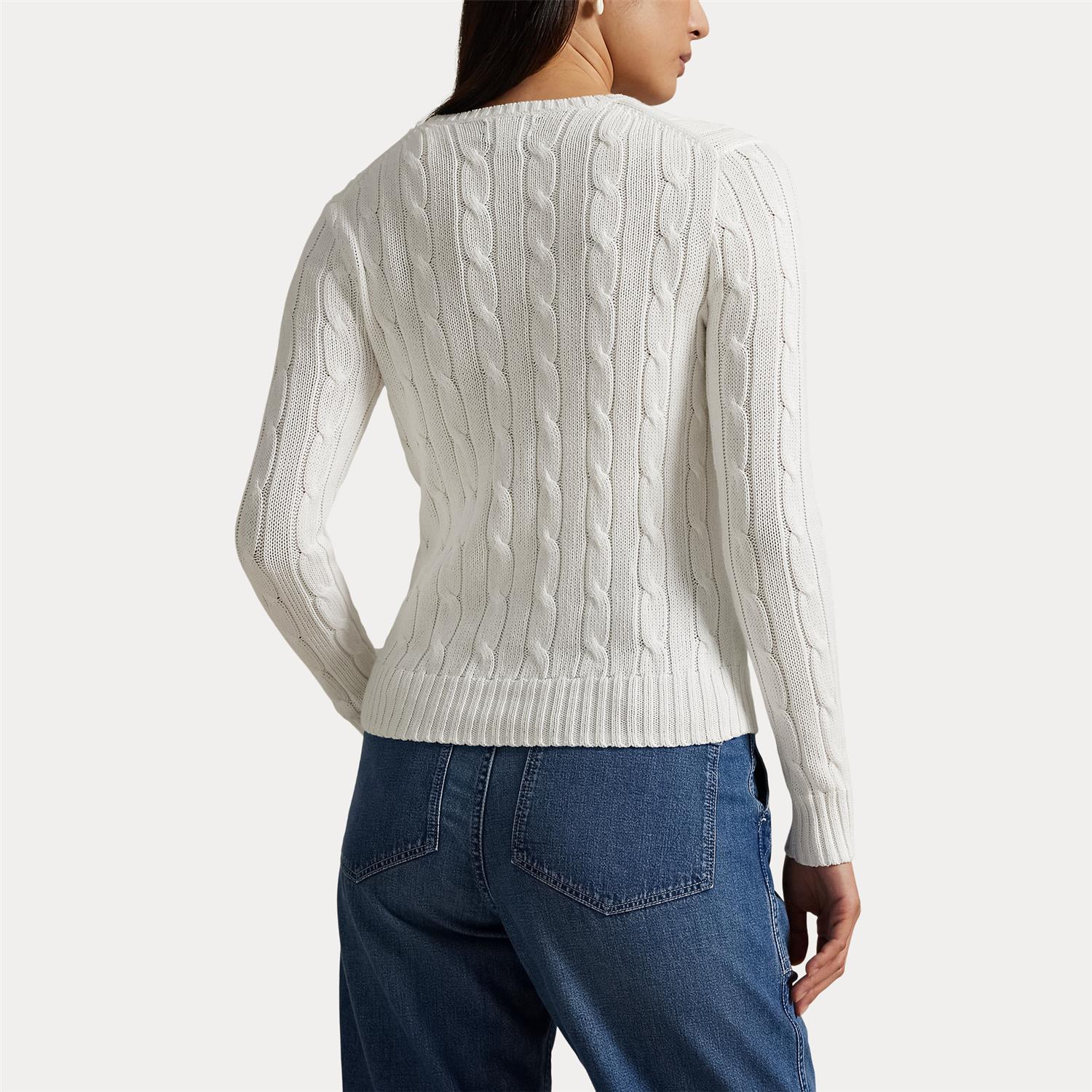 Genser - Cable-Knit Cotton Crewneck Sweater White