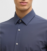 Skjorte - Slim Fit Shirt Performance Stretch Geometric Print Navy