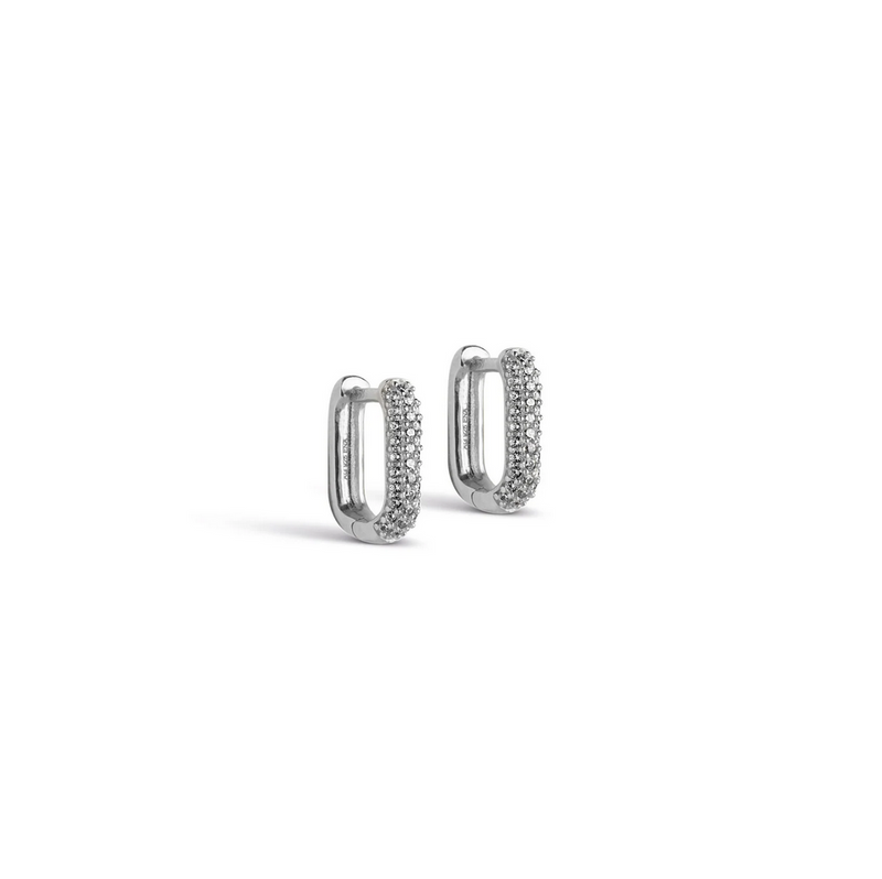 Øredobber - Sparkling Square Hoops Silver