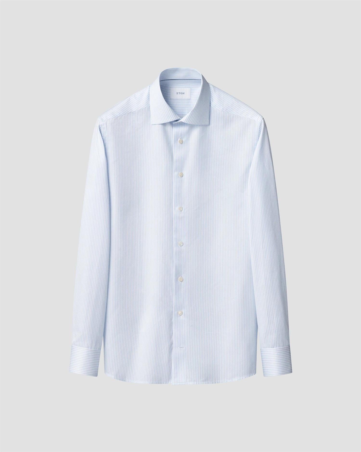 Skjorte - Light Blue Striped Signature Twill Shirt Slim Fit
